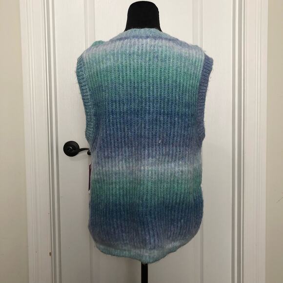 Riley & Rae Women's Tie-Dye V-Neck‎ Sweater Vest Knit Blue Size XL NWT - Picture 5 of 8